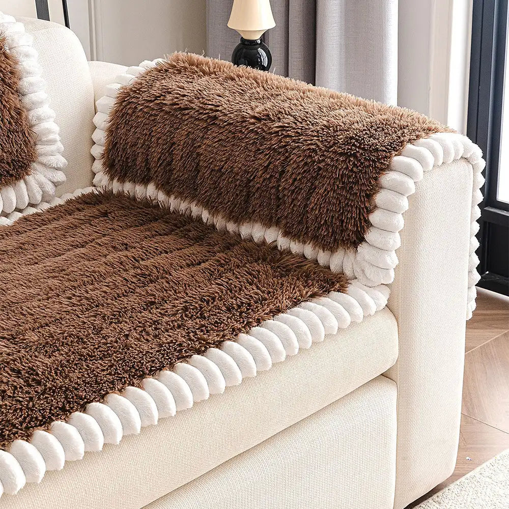 Housse de canapé en peluche luxueuse épaisse confortable et antidérapante