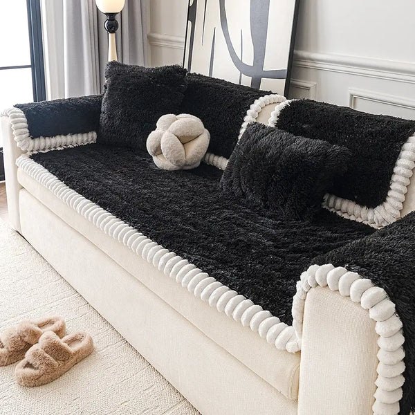 Housse de canapé en peluche luxueuse épaisse confortable et antidérapante