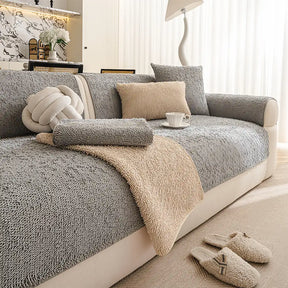 Couvre-canapé en chenille doux et antidérapant, en peluche longue de luxe, pour toutes les saisons, adapté aux pattes boueuses.