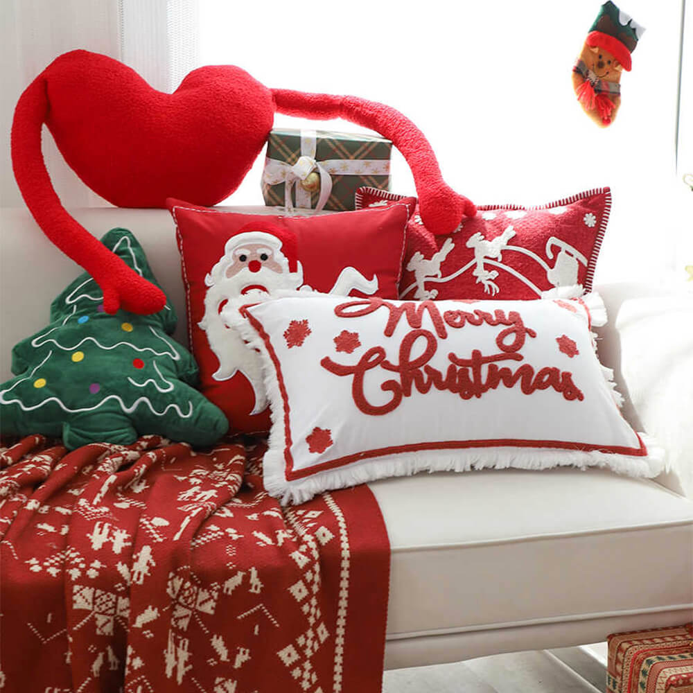 Coussin décoratif pour canapé lombaire pour la maison motif joyeux Noël