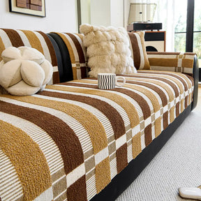 Couvre-canapé antidérapant en chenille résistant aux rayures, de style moderniste du milieu du siècle.