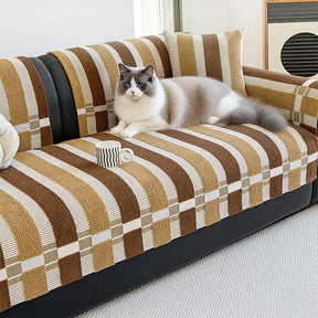 Couvre-canapé antidérapant en chenille résistant aux rayures, de style moderniste du milieu du siècle.