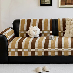 Couvre-canapé antidérapant en chenille résistant aux rayures, de style moderniste du milieu du siècle.