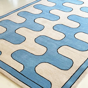 Tapis moderne en fausse laine de cachemire à blocs de couleurs