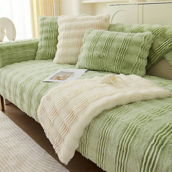 Housse de canapé antidérapante en fausse fourrure de lapin moderne et confortable