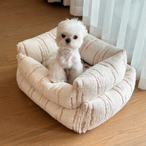 Lit pour chien moderne en plaid épais matelassé carré apaisant