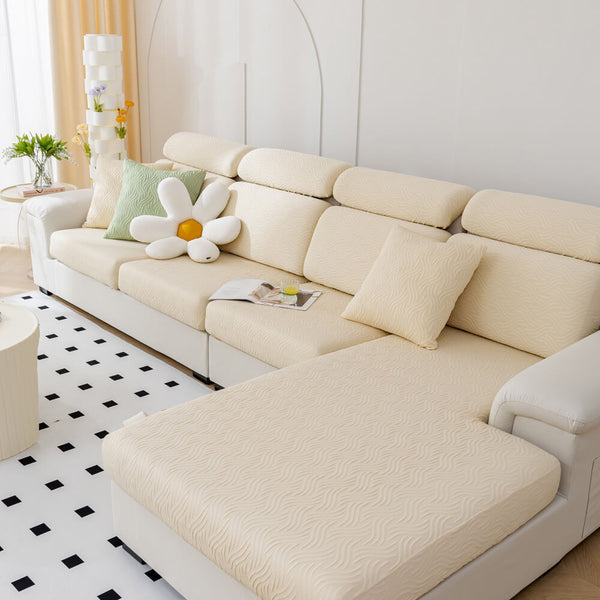 Housse de canapé d'angle extensible en soie glacée résistante à l’eau et aux taches