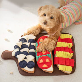 Tapis de Fouille Jouet pour Chien avec Squeaky et Slow Feeder Saveur Multi