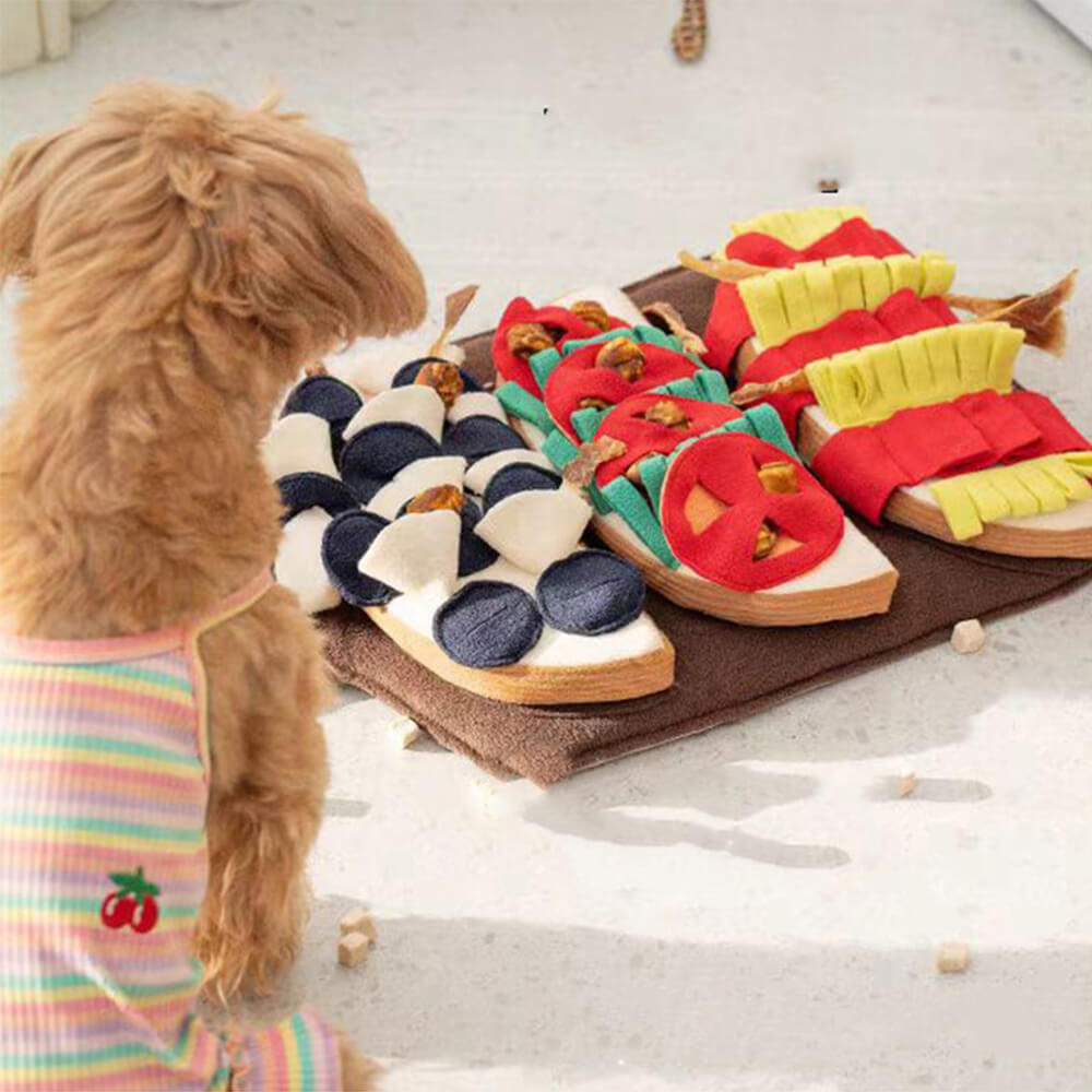 Tapis de Fouille Jouet pour Chien avec Squeaky et Slow Feeder Saveur Multi