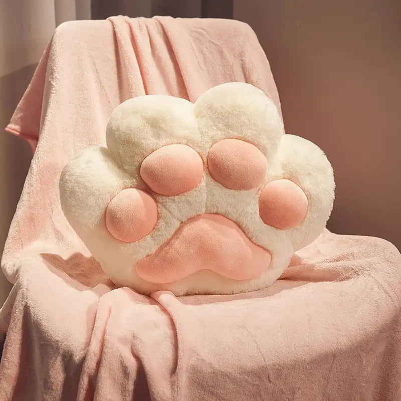 Ensemble coussin en forme de patte de chat multifonction et couverture douce en peluche courte