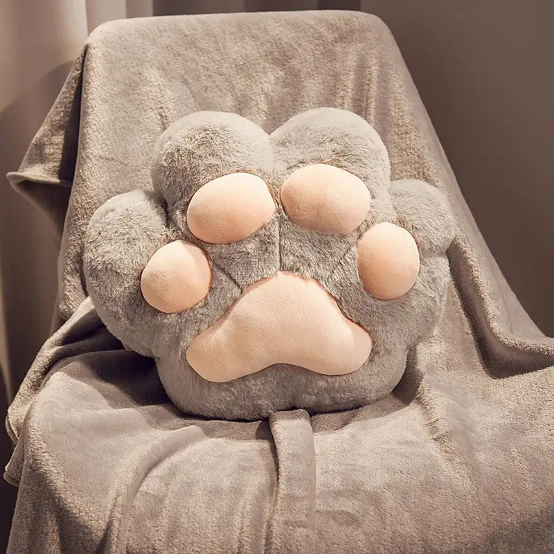 Ensemble coussin en forme de patte de chat multifonction et couverture douce en peluche courte