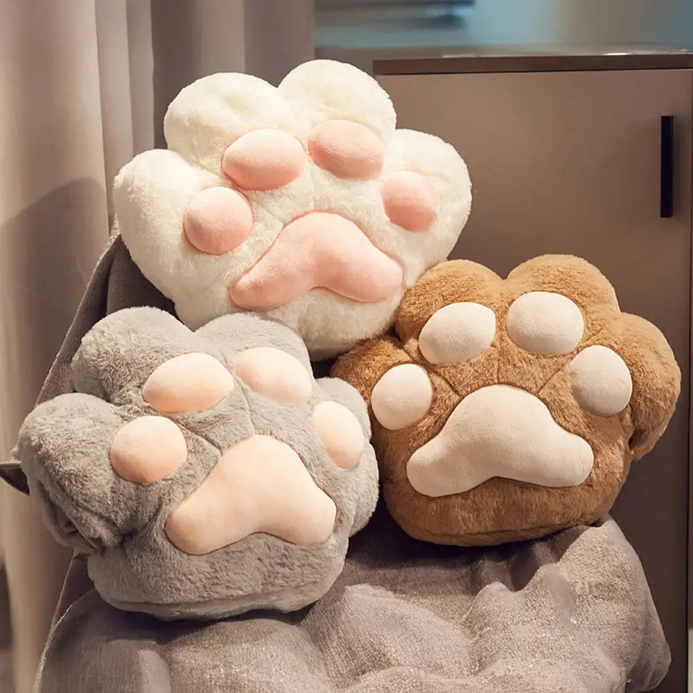 Ensemble coussin en forme de patte de chat multifonction et couverture douce en peluche courte