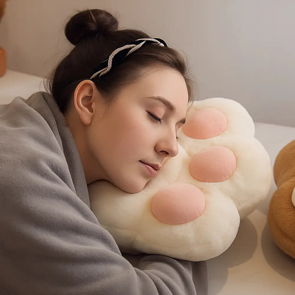 Ensemble coussin en forme de patte de chat multifonction et couverture douce en peluche courte