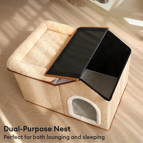 Maison pour chat pliable multifonction avec coussin pour dormir et jouer