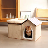 Maison pour chat pliable multifonction avec coussin pour dormir et jouer