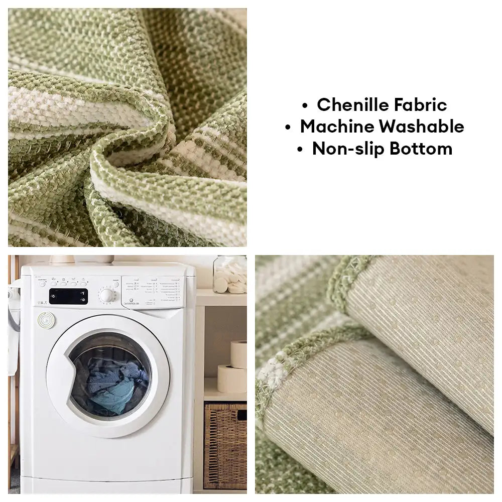 Housse canapé en chenille à rayures naturelles épaissie, lavable et antidérapante.