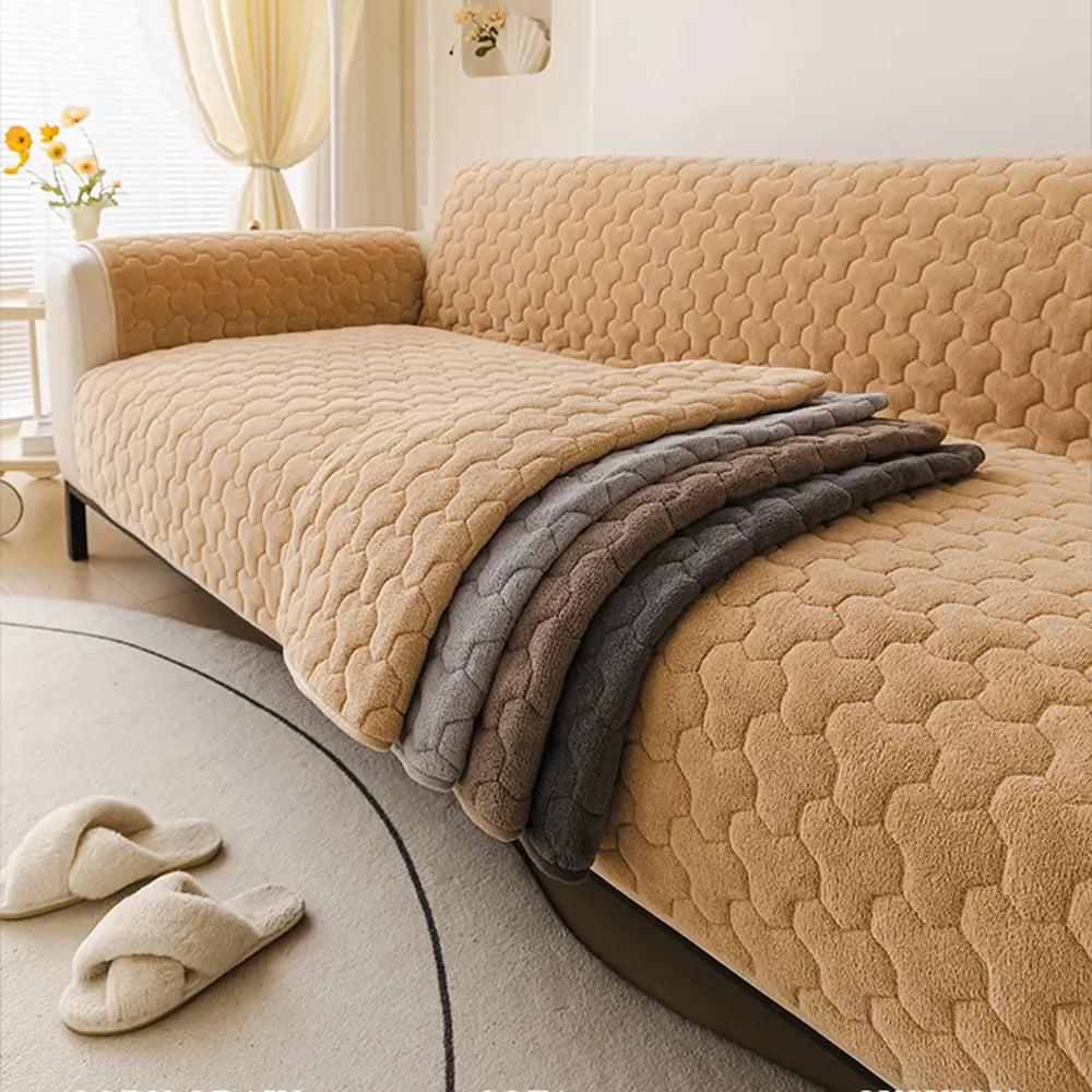 Housse de canapé en peluche courte et confortable, douce pour la peau, protection de meubles - Puzzle