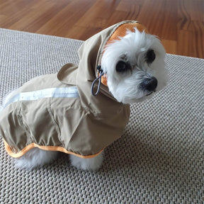 Manteau de pluie léger imperméable pour chien avec capuche et bande réfléchissante