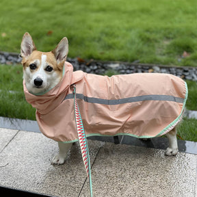 Manteau de pluie léger imperméable pour chien avec capuche et bande réfléchissante