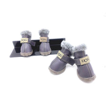 Bottes pour chien en cuir PU imperméables et antidérapantes doublées de peluche