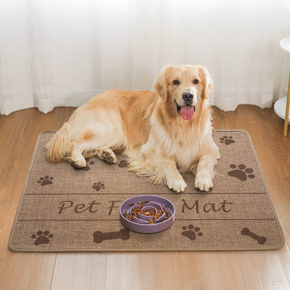 Tapis de nourrissage pour animaux antidérapant et absorbant motif pattes et os pour chien et chat