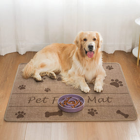 Tapis de nourrissage pour animaux antidérapant et absorbant motif pattes et os pour chien et chat
