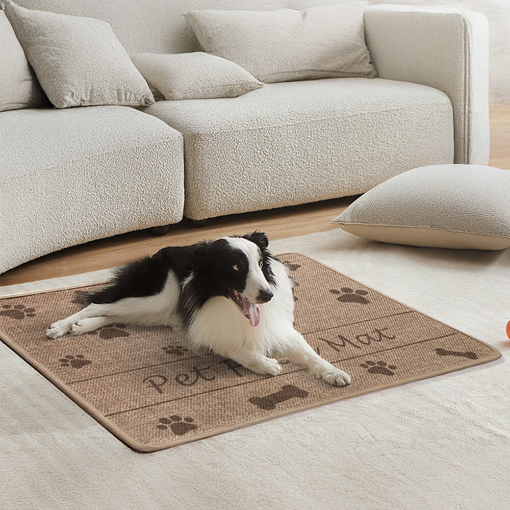 Tapis de nourrissage pour animaux antidérapant et absorbant motif pattes et os pour chien et chat