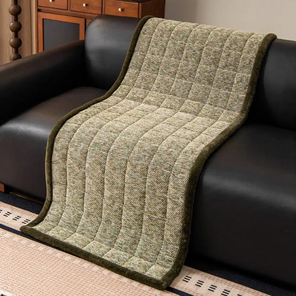 Housse de canapé antidérapante en chenille texturée, amicale pour les animaux de compagnie, avec bords effilochés
