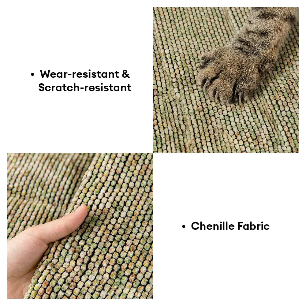 Housse de canapé antidérapante en chenille texturée, amicale pour les animaux de compagnie, avec bords effilochés