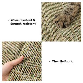 Housse de canapé antidérapante en chenille texturée, amicale pour les animaux de compagnie, avec bords effilochés