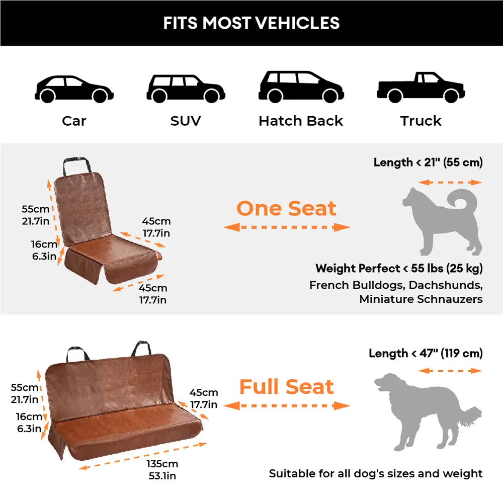 Housse de siège de voiture en faux cuir pour animaux de compagnie - Imperméable et résistant aux taches
