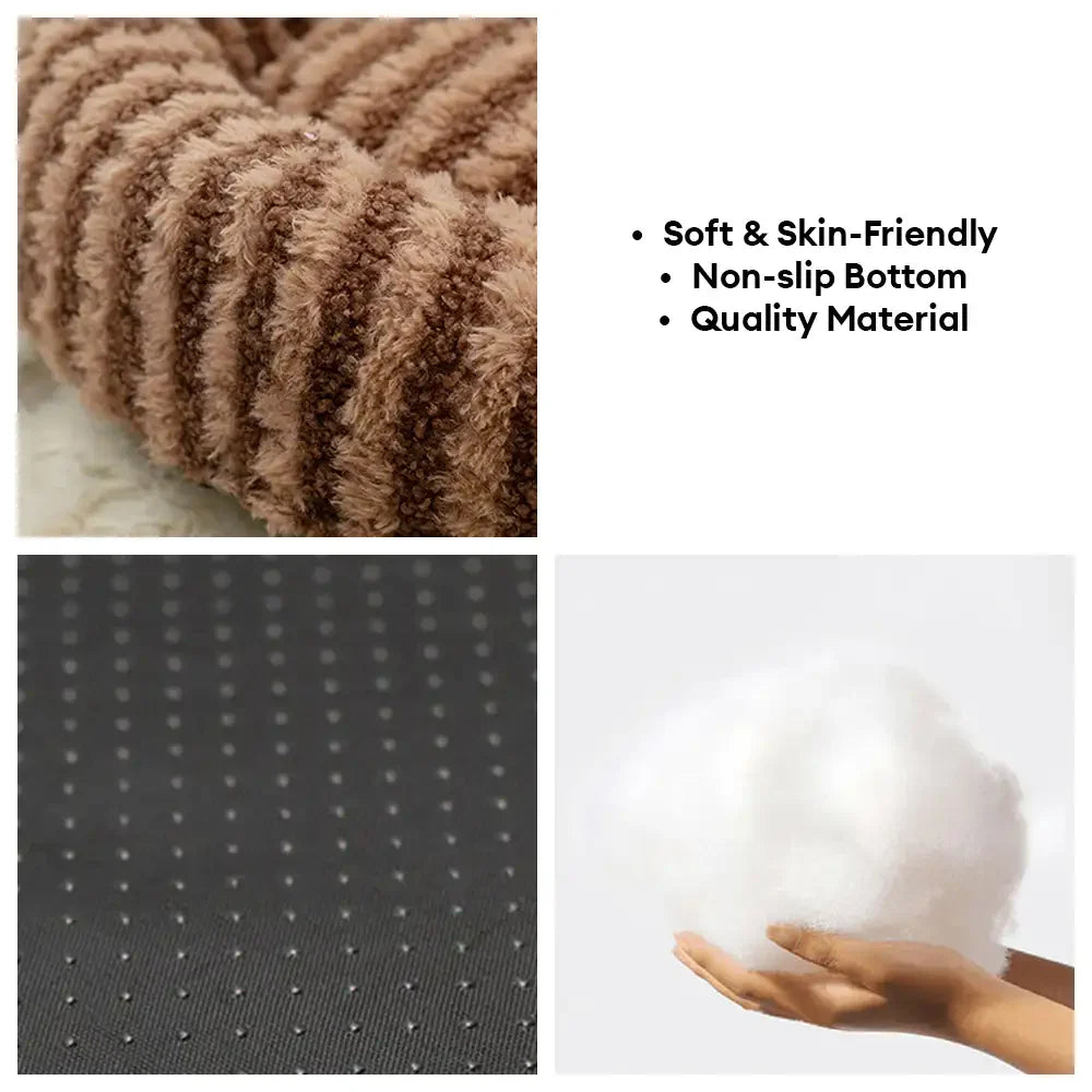 Lit pour animaux en peluche rayé en forme de pétale