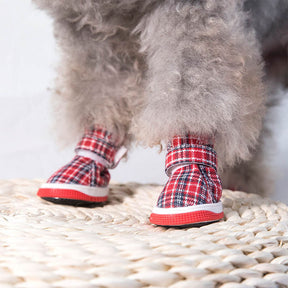 Chaussures pour chien à carreaux respirantes antidérapantes confortables et durables