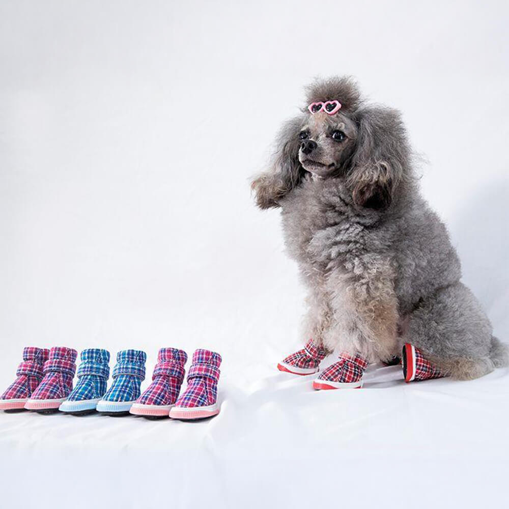 Chaussures pour chien à carreaux respirantes antidérapantes confortables et durables