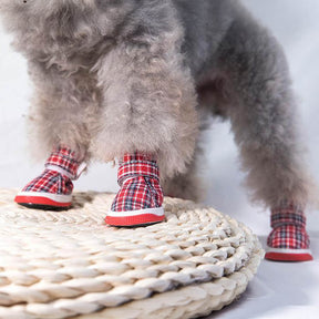 Chaussures pour chien à carreaux respirantes antidérapantes confortables et durables