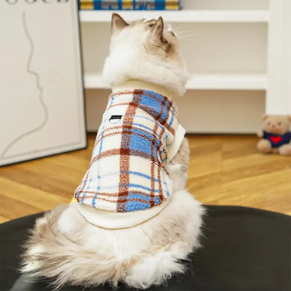 Pull pour chien en peluche confortable et chaud à carreaux, adapté à toutes les races de chiens.
