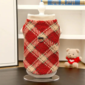 Pull pour chien en peluche confortable et chaud à carreaux, adapté à toutes les races de chiens.