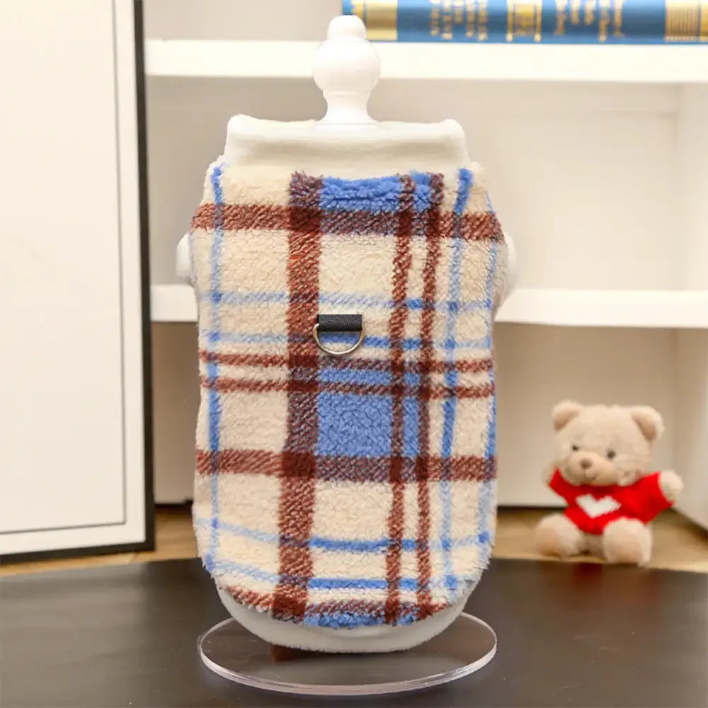 Pull pour chien en peluche confortable et chaud à carreaux, adapté à toutes les races de chiens.