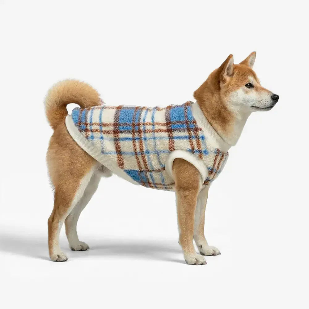 Pull pour chien en peluche confortable et chaud à carreaux, adapté à toutes les races de chiens.
