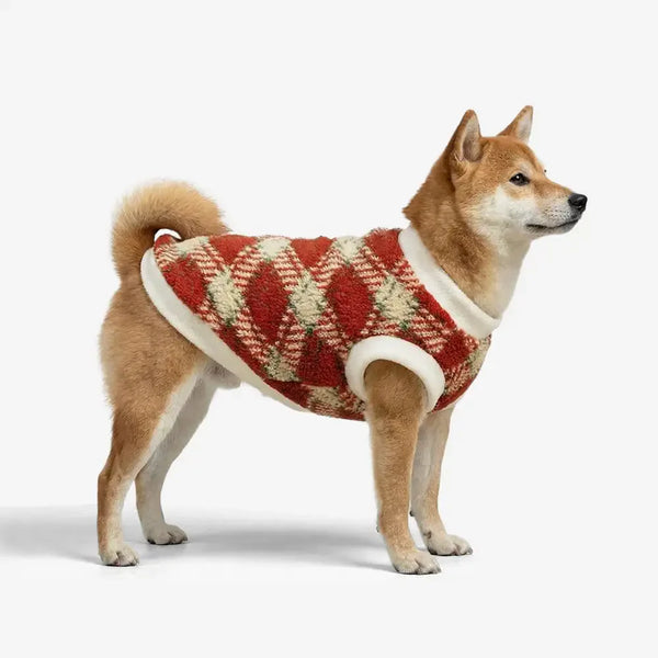 Pull pour chien en peluche confortable et chaud à carreaux, adapté à toutes les races de chiens.