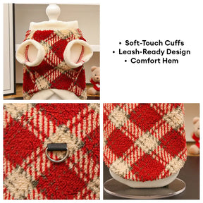 Pull pour chien en peluche confortable et chaud à carreaux, adapté à toutes les races de chiens.