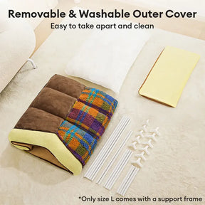 Lit pour chien et chat en forme de cave en plaid rétro chaleureux et douillet - Maison rétro
