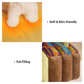 Lit pour chien et chat en forme de cave en plaid rétro chaleureux et douillet - Maison rétro