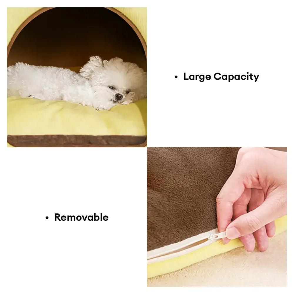 Lit pour chien et chat en forme de cave en plaid rétro chaleureux et douillet - Maison rétro