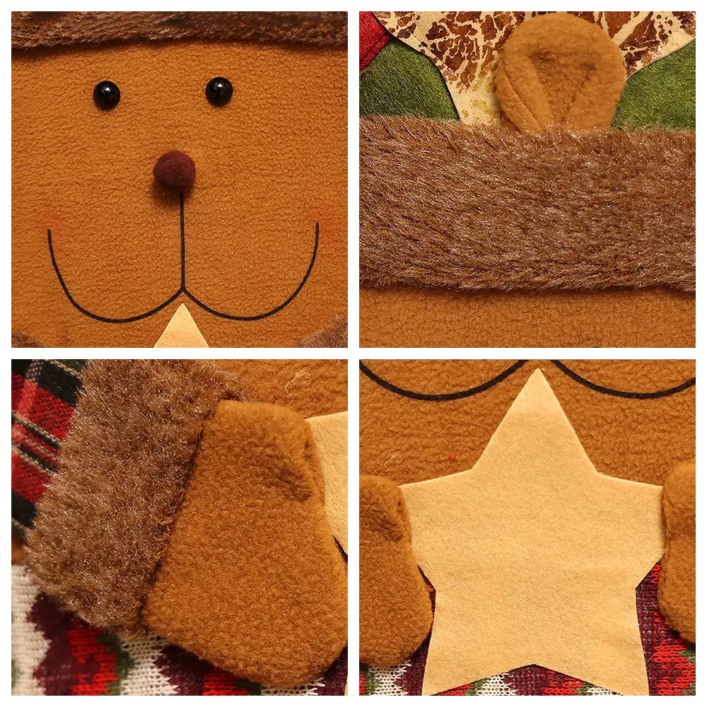 Housse de dossier de chaise décorative de Noël ludique avec élan et bonhomme de neige