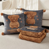 Coussin 2 en 1 en forme d'ours en peluche pour voyage en voiture