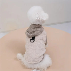 Ensemble pour chien en deux pièces : manteau en peluche et pull à col roulé assorti.