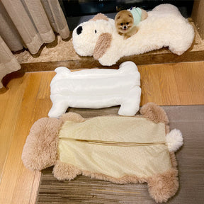 Tapis décoratif en fausse polaire forme chien en peluche