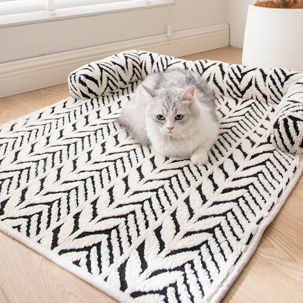Tapis pour animaux en jacquard de feuille en peluche antidérapant