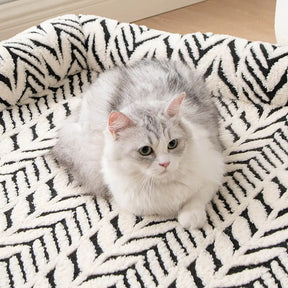 Tapis pour animaux en jacquard de feuille en peluche antidérapant